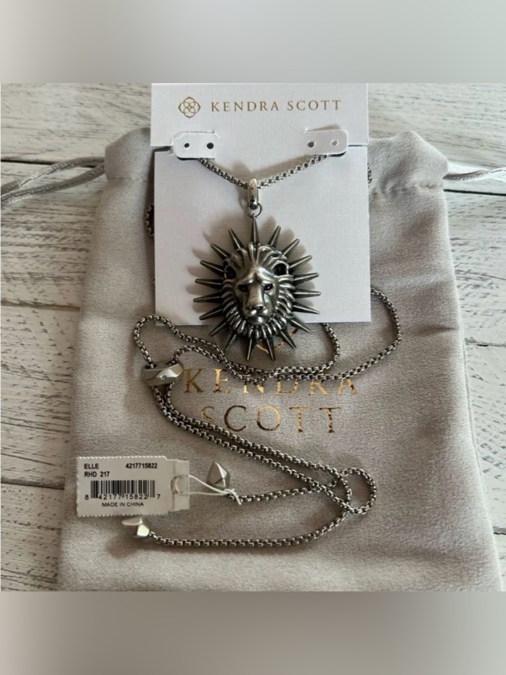 Kendra Scott  Silver Lion Long Strand Slider Necklace NWT